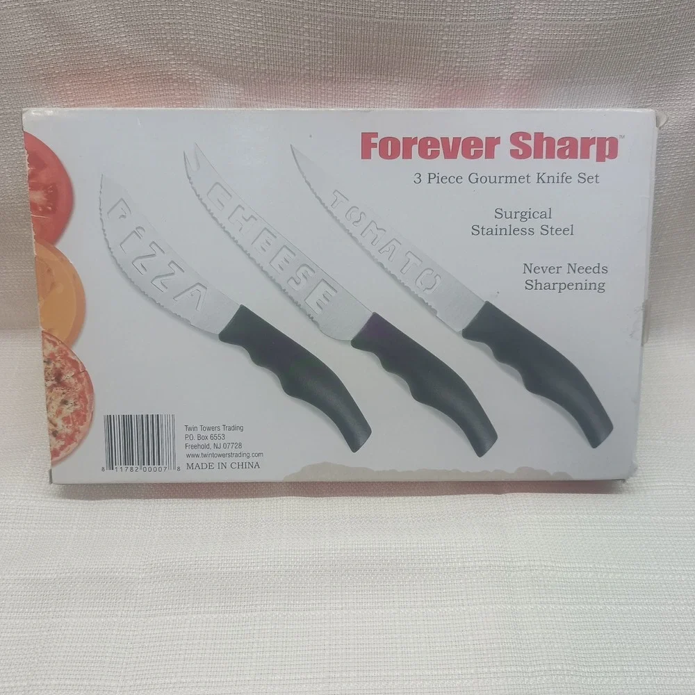 FOREVER SHARP 3‎ Piece Gourmet Knife Set-Tomato, Pizza, Cheese